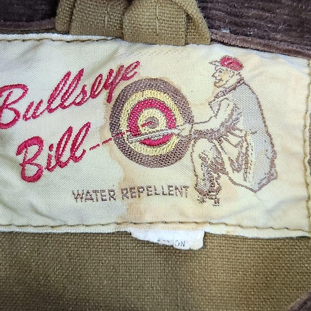 Vintage 1950s Bullseye Bill Duck Hunting Jacket Canvas Field Coat Game Pocket XL